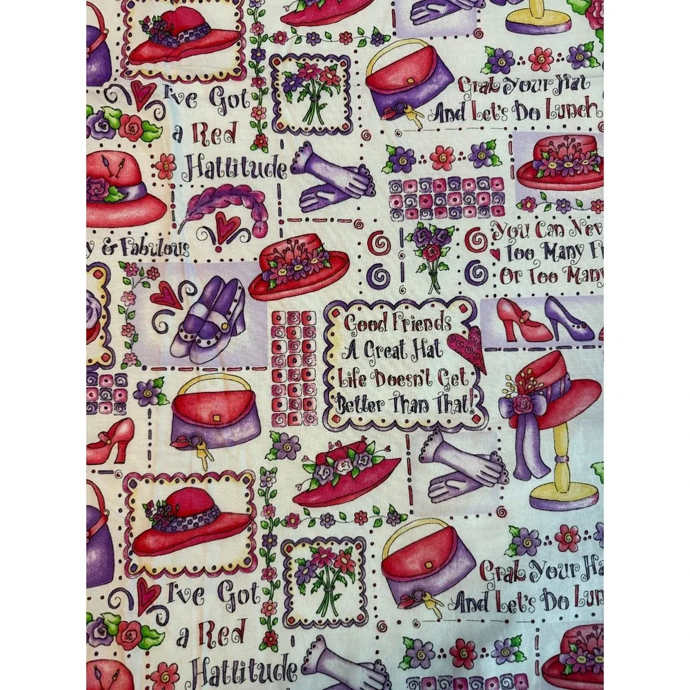 Vintage‎ Dianna Marcum Hats Friends Shoes Ladies Lunch Cotton Fabric 45